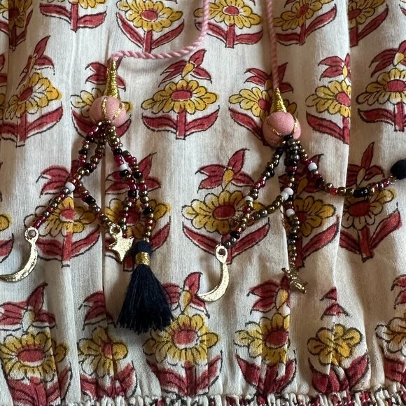 Bell by Alicia Bell Midi Dress Boho Silk Flowy Star Moon Tassels Size Small NWOT - Picture 5 of 15